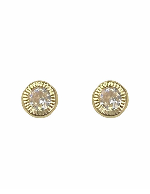 Broquel biselado diamantado Mancini con zirconia redonda oro 10k