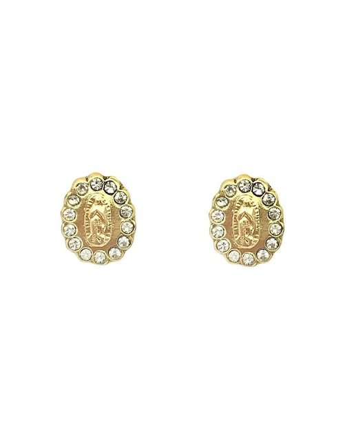 Broqueles circulares Mancini de oro con acabado brillante zirconia
