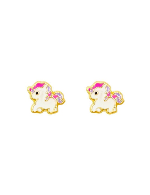 Broqueles de unicornio de oro amarillo 10 K con acabado brillante
