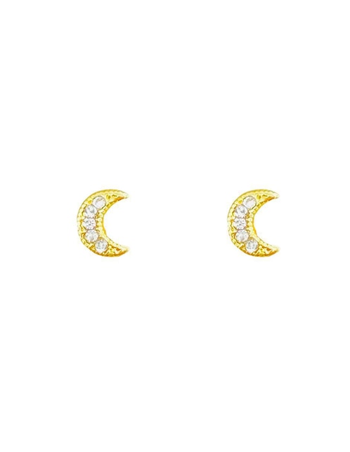 Broqueles de luna Oro Angelus de oro con acabado brillante zirconia