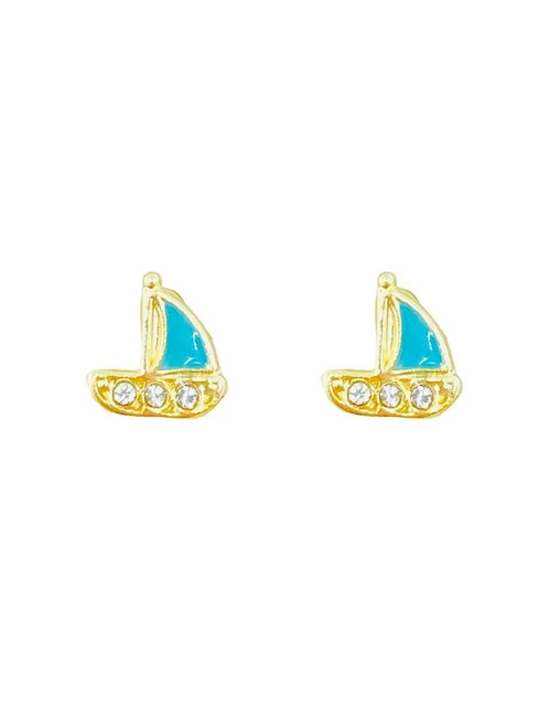 Broqueles de barco Mancini de oro con acabado brillante zirconia