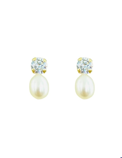 Broqueles redondos Mancini de oro con acabado brillante zirconia
