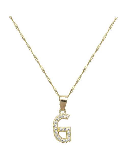 Medalla y cadena de letra g Horoz de oro 10 K