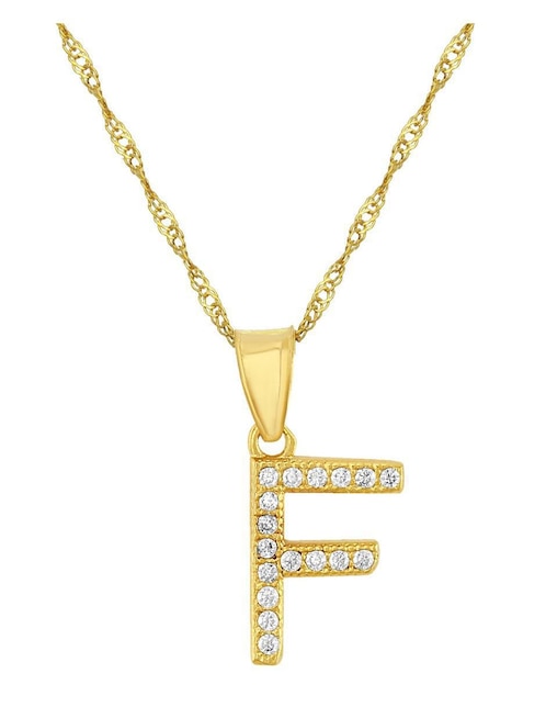 Medalla y cadena de letra f Horoz de oro 10 K