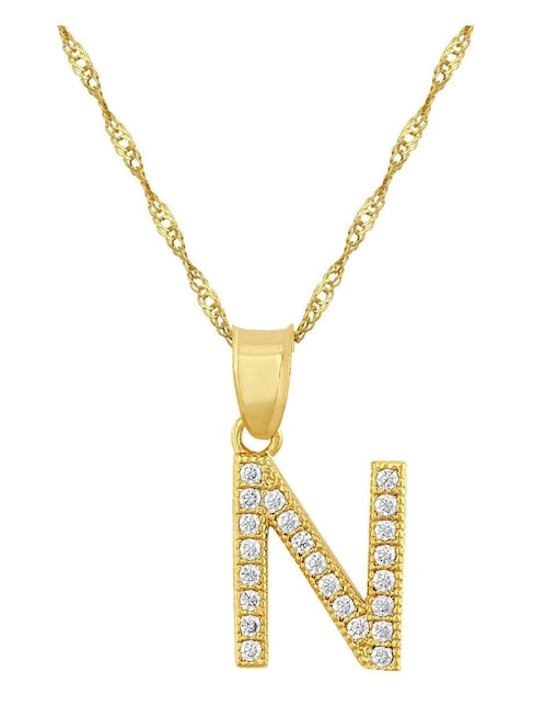Medalla y cadena de letra n Horoz de oro 10 K