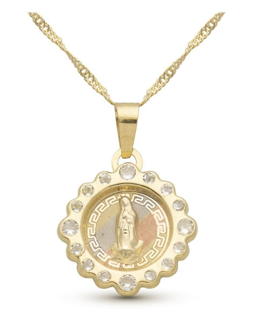 Medalla y cadena circular Horoz de oro 10 k