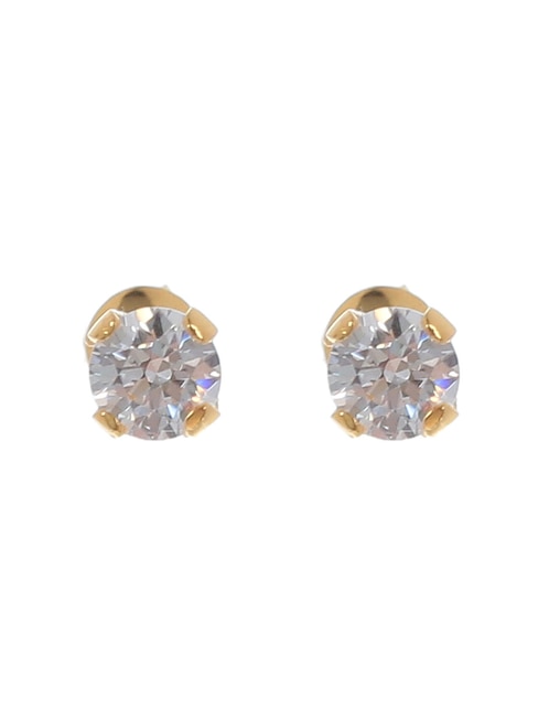 Broqueles redondos de oro con acabado brillante zirconia