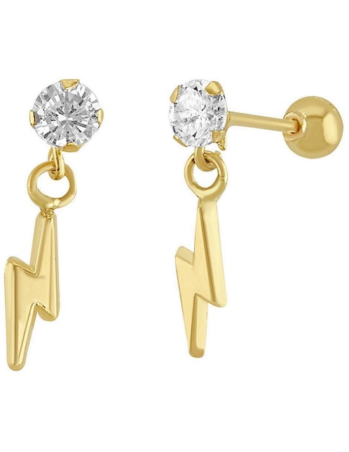 Broqueles de rayo Horoz de oro con acabado brillante zirconia