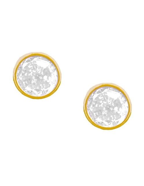Broqueles redondos Horoz de oro con acabado brillante zirconia