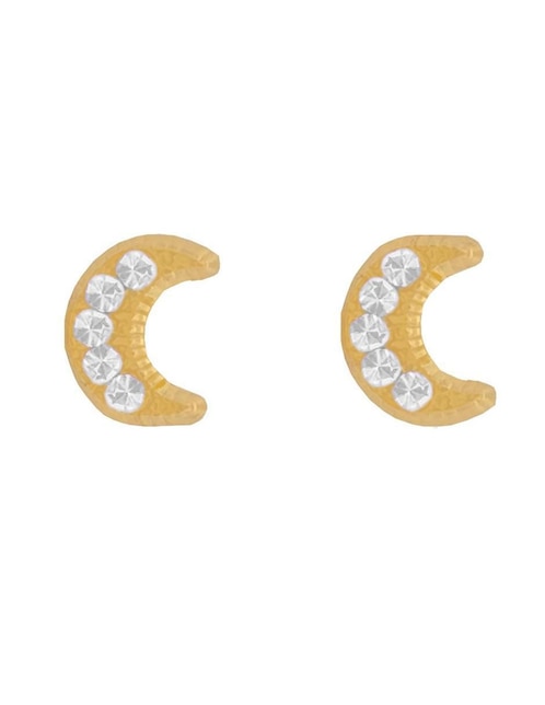 Broqueles de luna Horoz de oro con acabado brillante zirconia