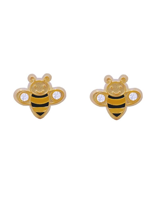 Broqueles de abeja Horoz de oro con acabado brillante zirconia