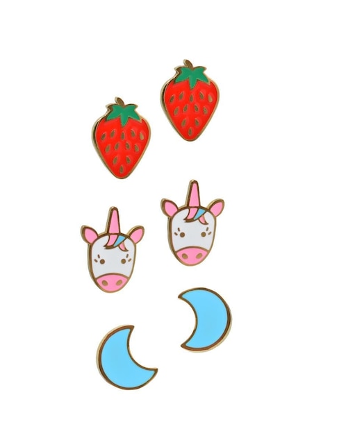 Set de aretes Unicornio Yoiko con acabado brillante