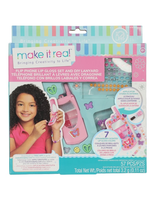 Teléfono con brillos labiales y correa Make It Real