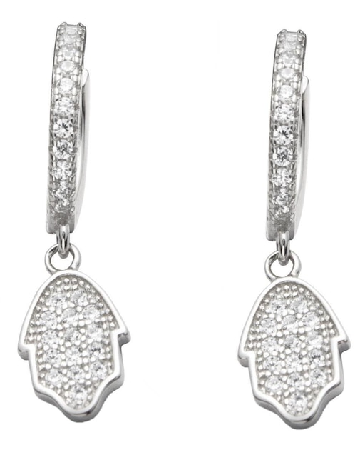 Aretes de mano Horoz de plata P 925 con acabado brillante zirconia