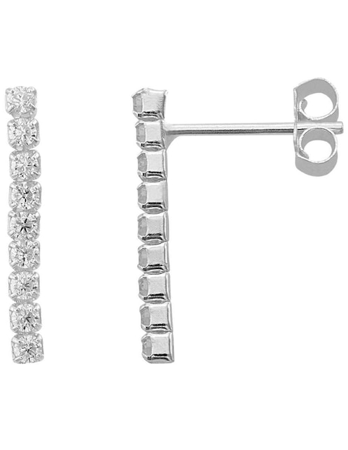 Broqueles de barra Horoz de plata P 925 con acabado pavé zirconia