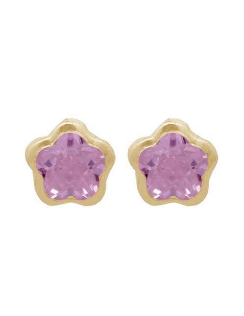 Broqueles de flor Horoz de oro con acabado brillante zirconia