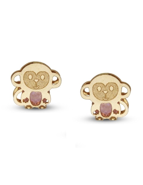 Broqueles de chango Horoz de oro con acabado brillante zirconia