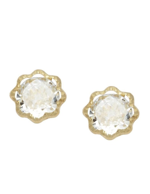 Broqueles de flor Horoz de oro con acabado diamantado zirconia