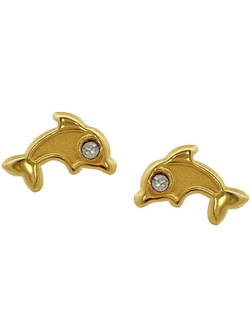 Broqueles de delfín Horoz de oro con acabado brillante zirconia