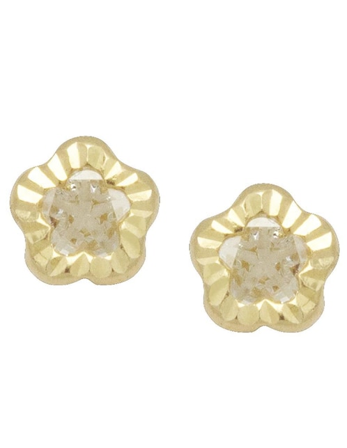 Broqueles de flor Horoz de oro con acabado diamantado zirconia