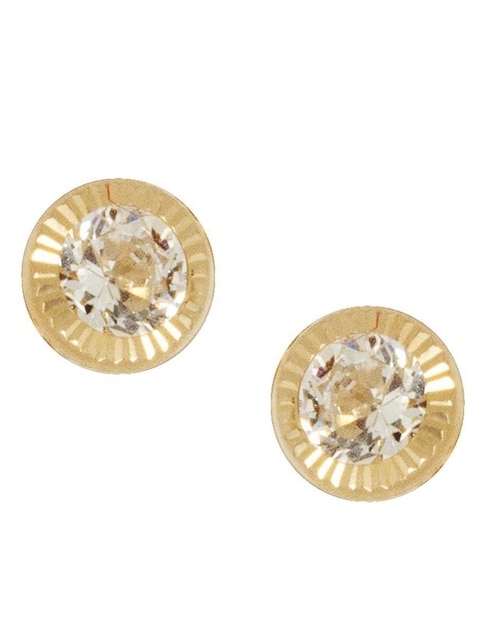 Broqueles circulares Horoz de oro con acabado diamantado zirconia