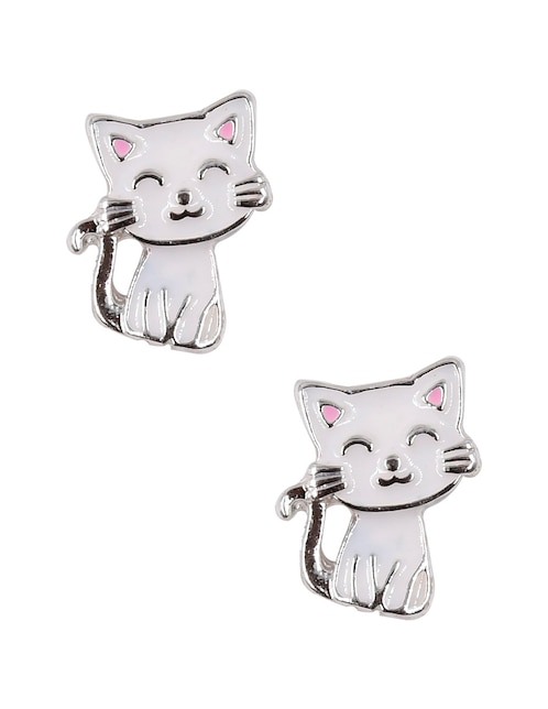 Aretes cortos de gato Claire's con acabado brillante