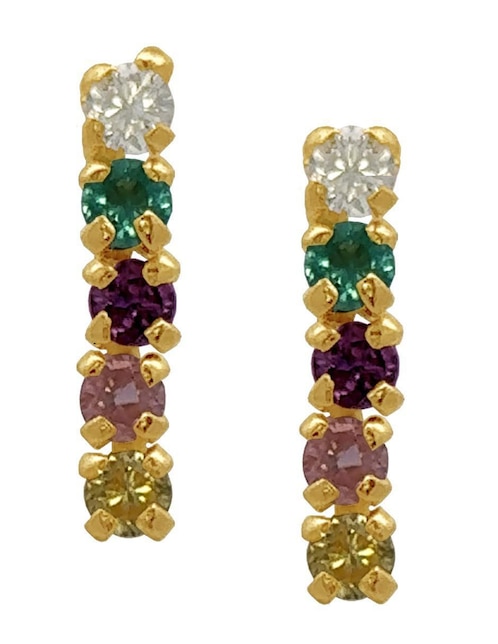 Broqueles de barra Horoz de oro con acabado brillante zirconia