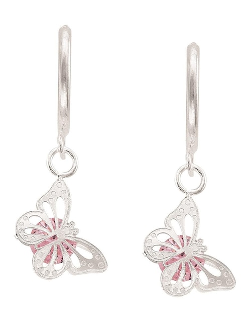 Aretes de mariposa Horoz de plata P 925 con acabado brillante zirconia