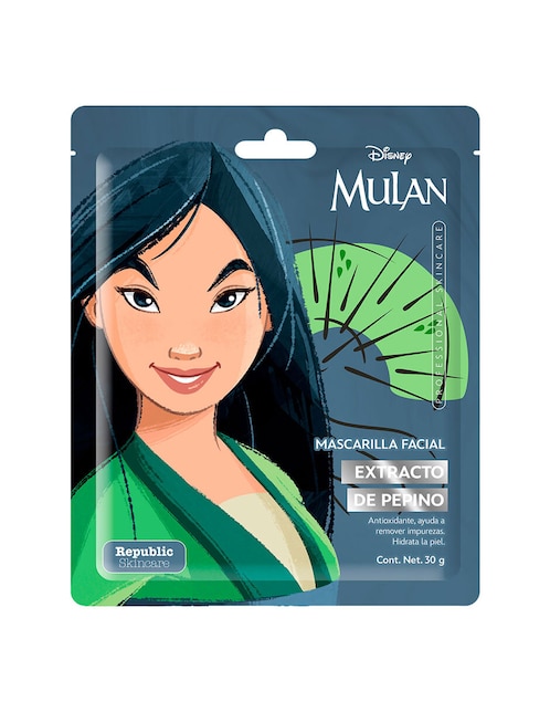 DISNEY Mascarilla individual de Pepino Mulán para antioxidante Disney