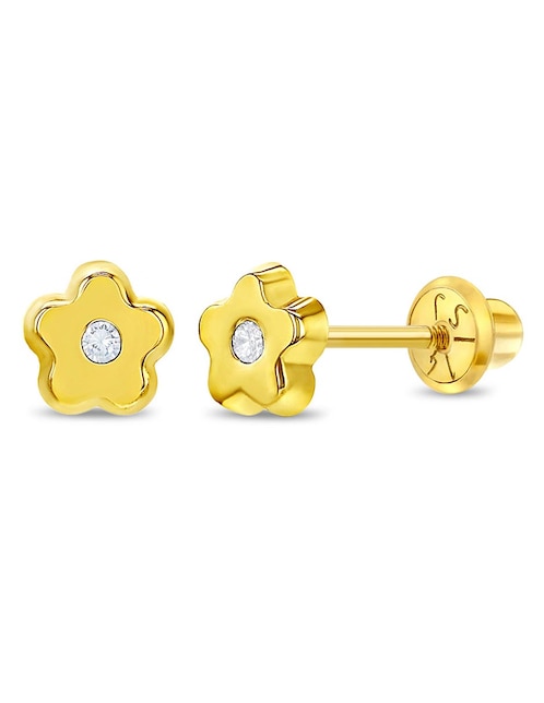 IN SEASON JEWELRY Aretes de flor In Season Jewelry de oro con acabado brillante