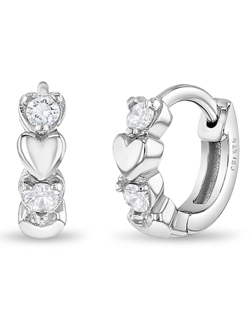 Aretes de corazón de plata P 925 con acabado brillante
