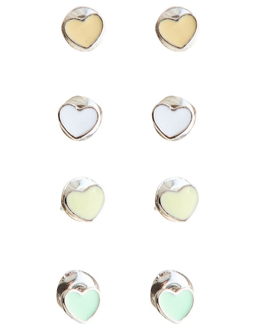 Set de aretes de corazón Piquenique con acabado brillante