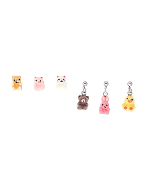 Set de aretes cortos Piquenique con acabado mate