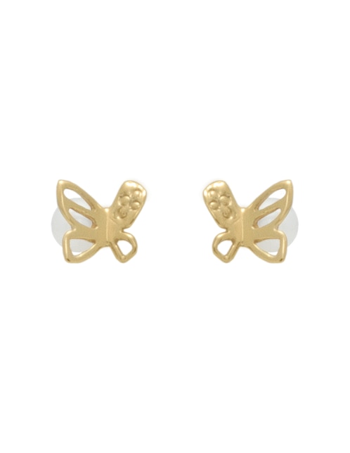 Broqueles de mariposa Solo Roca Básico de oro amarillo 14 k con acabado pulido perla