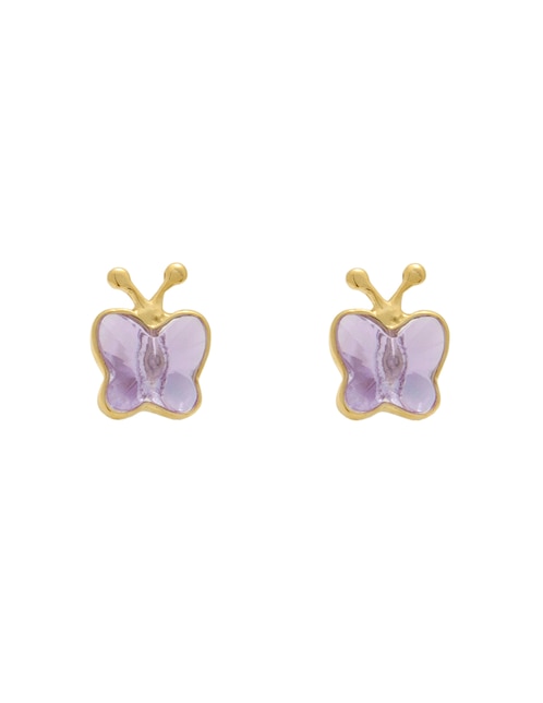 Broqueles de mariposa Solo Básico de oro amarillo 14 k con acabado pulido zirconia 3