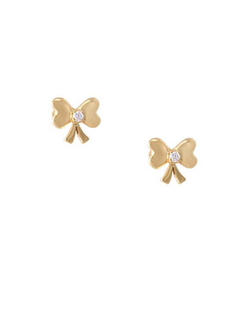 Broqueles de moño Roca de oro amarillo 14 K con acabado pulido Zirconia