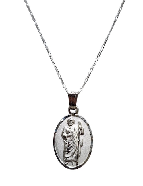 Medalla y cadena San Judas Tadeo ovalada Limerence By Claudia Herrera de plata P 925