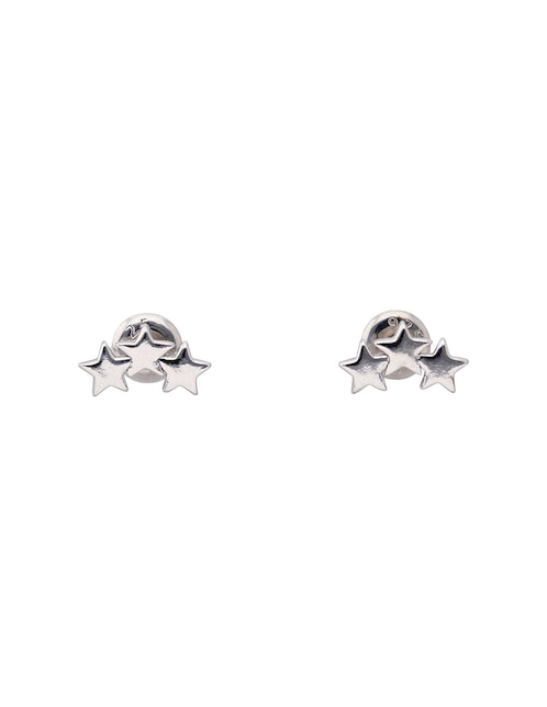 Aretes cortos de estrella de plata P 925 con acabado pulido 1