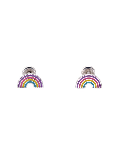 Aretes cortos de arcoíris In Season Jewelry de plata P 925 con acabado pulido