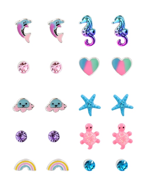 Set de aretes con acabado brillante fantasía 1