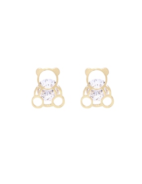 Broquel De Oso Roca Primavera Verano De Oro Amarillo 14 K Swarovski