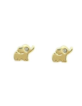 Broqueles De Elefante De Oro Amarillo 10 K Zirconia