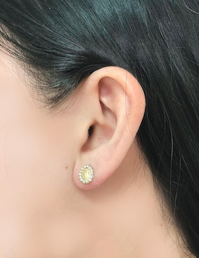Broqueles circulares Mancini de oro con acabado brillante zirconia