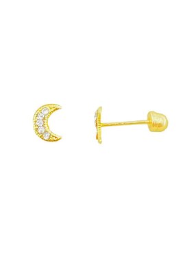 Broqueles de luna Oro Angelus de oro con acabado brillante zirconia