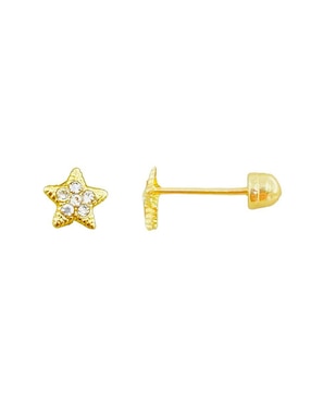 Broqueles de luna Oro Angelus de oro amarillo 10 K con acabado brillante zirconia