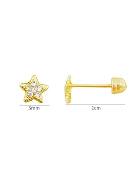 Broqueles de luna Oro Angelus de oro amarillo 10 K con acabado brillante zirconia