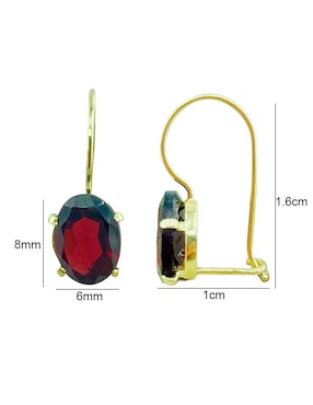 Aretes de óvalo Mancini de oro amarillo 10 K con acabado liso granate