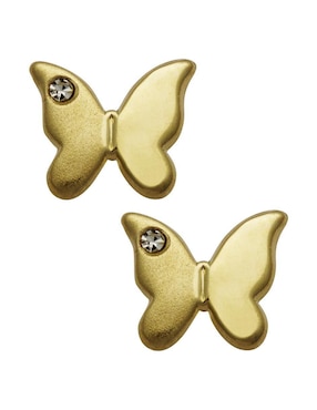 Broquel Mariposa Horoz De Oro 14 K Zirconia Cúbica