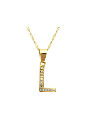 Medalla y cadena de letra l Horoz de oro 10 K