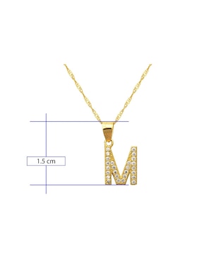 Medalla y cadena de letra m Horoz de oro 10 K